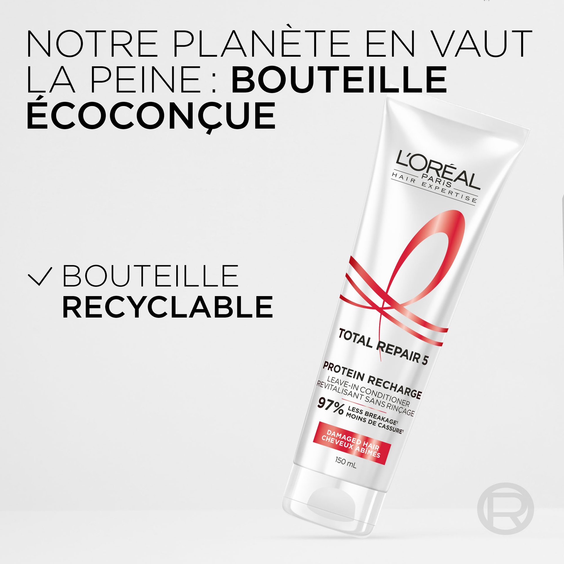 le nouveau packaging est fait de bouteilles recyclées